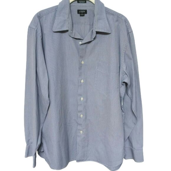 J Crew Mens Blue Checkered Button Up Shirt Large 16-16.5 Long Sleeve Cotton - Picture 5 of 9